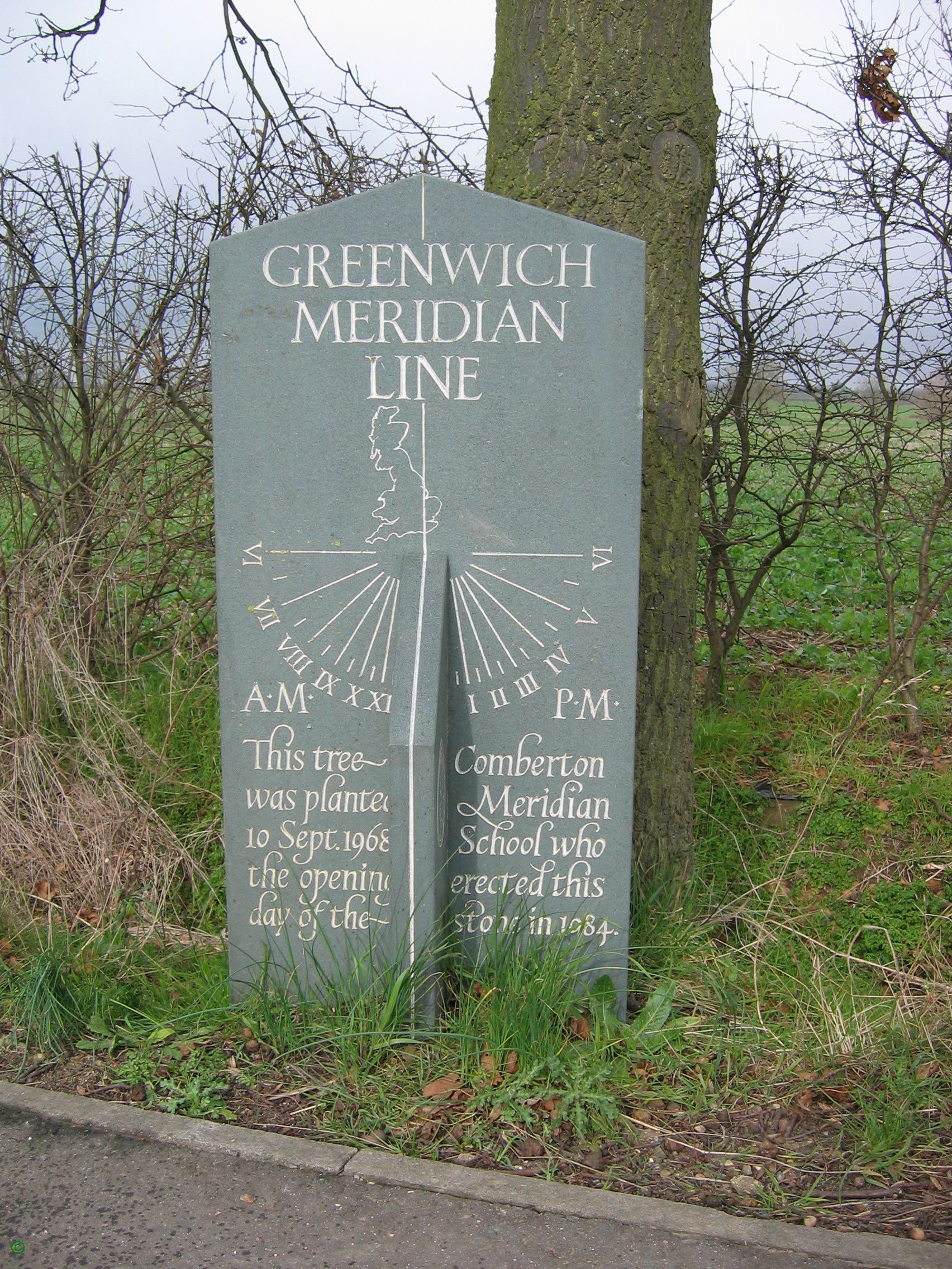 Greenwich Meridian Marker; England; Cambridgeshire; Toft